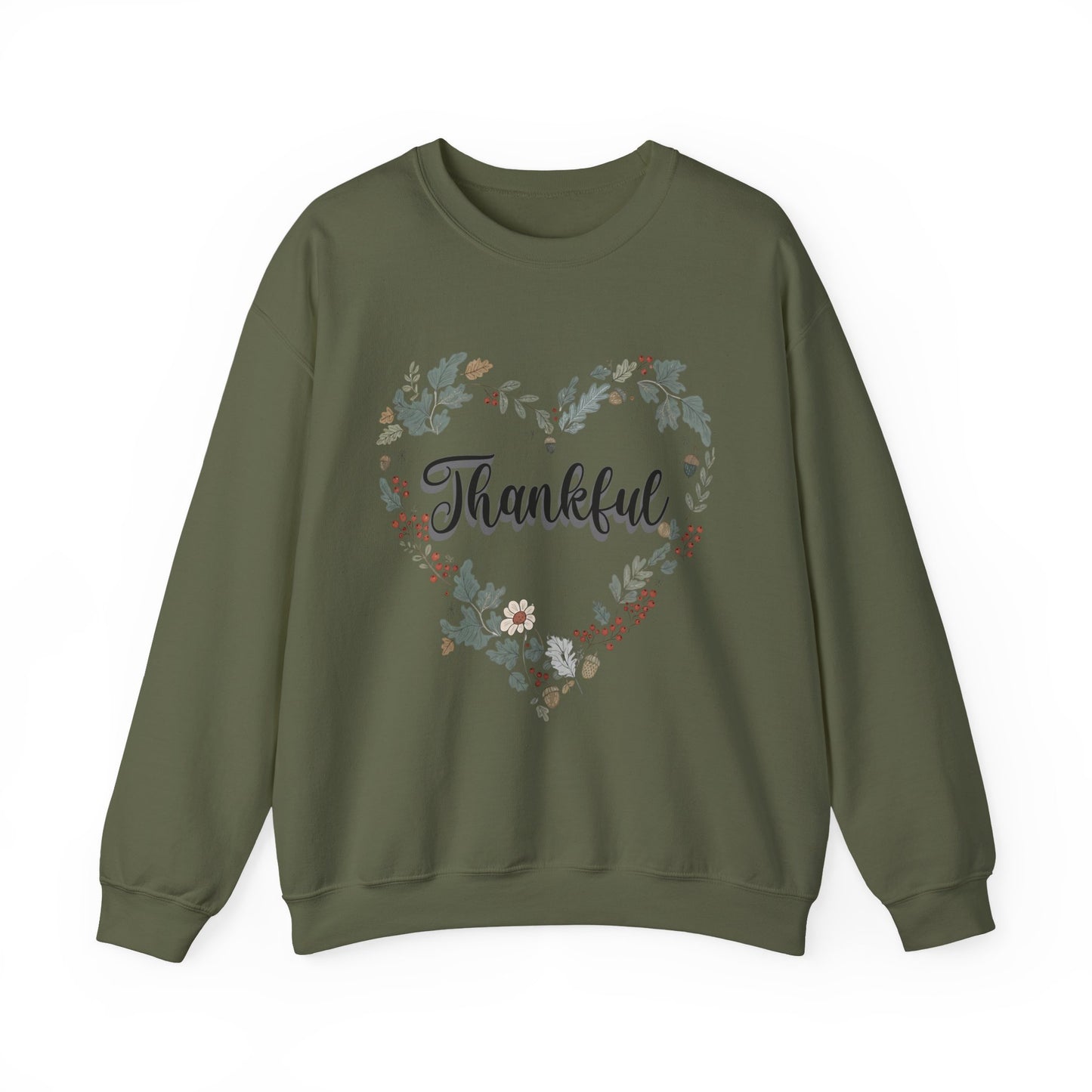 Thankful Heart Crewneck Sweatshirt, Cozy Sweatshirt, Fall Fashion, Thanksgiving Gift, Unisex Pullover, Floral Design