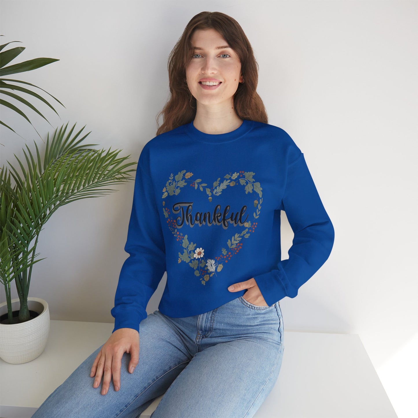 Thankful Heart Crewneck Sweatshirt, Cozy Sweatshirt, Fall Fashion, Thanksgiving Gift, Unisex Pullover, Floral Design