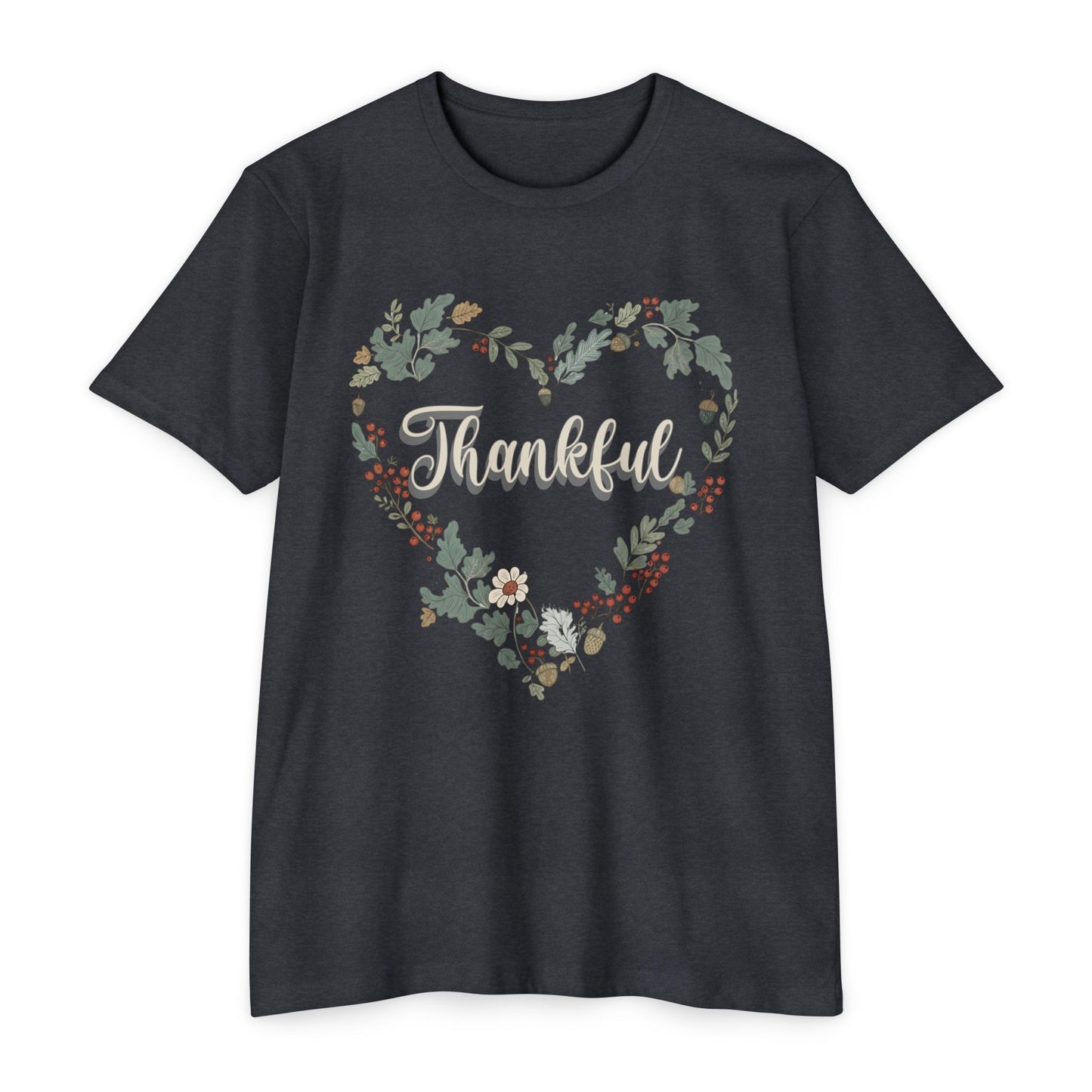 Thankful Floral Heart T-Shirt, Cute Gift for Mom, Mother's Day Tee, Cozy Casual Wear, Heartfelt Gift, woman Vintage Style Shirt