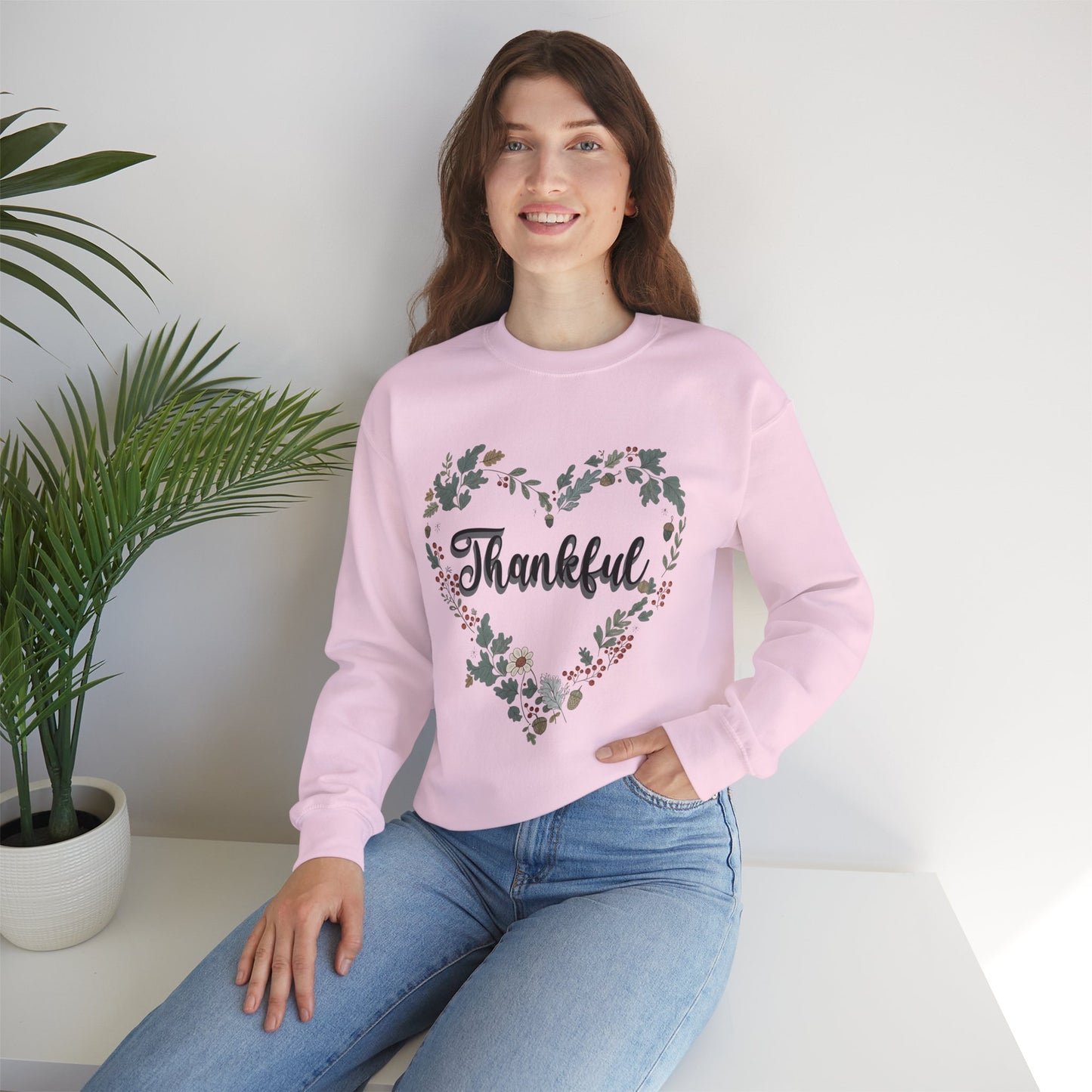 Thankful Heart Crewneck Sweatshirt, Cozy Sweatshirt, Fall Fashion, Thanksgiving Gift, Unisex Pullover, Floral Design