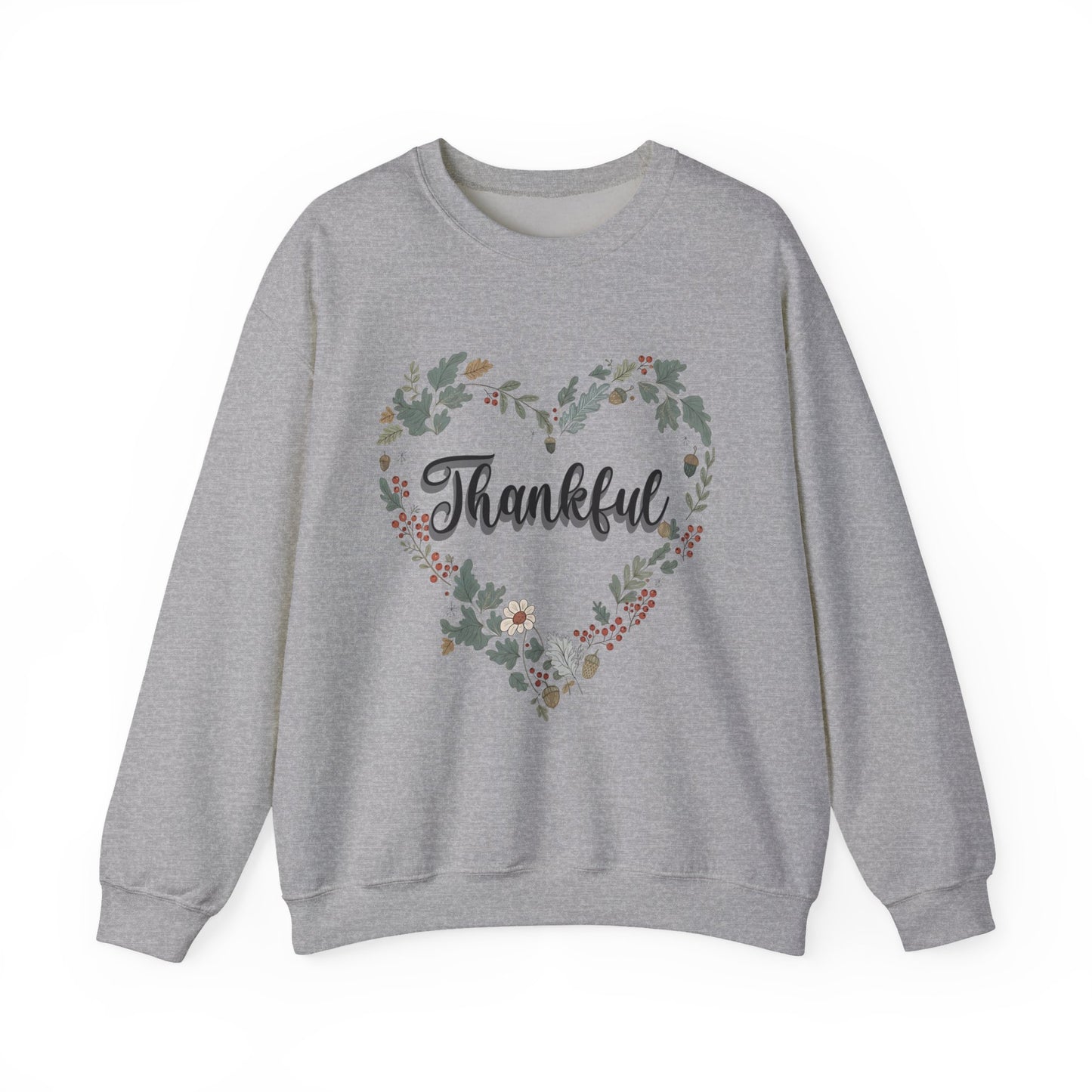 Thankful Heart Crewneck Sweatshirt, Cozy Sweatshirt, Fall Fashion, Thanksgiving Gift, Unisex Pullover, Floral Design