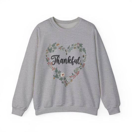 Thankful Heart Crewneck Sweatshirt, Cozy Sweatshirt, Fall Fashion, Thanksgiving Gift, Unisex Pullover, Floral Design