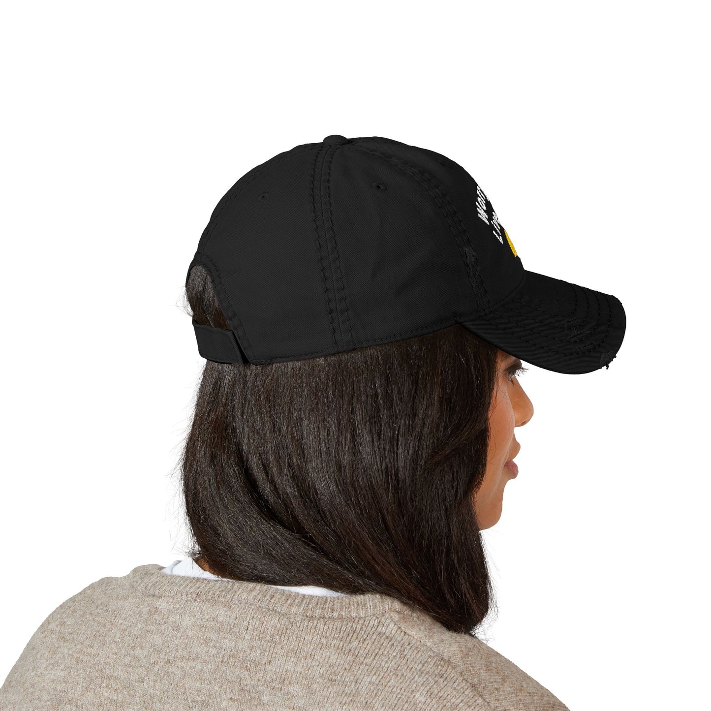 Distressed Dad Hat with Worry Less Live More Embroidery, Casual Sun Hat, Gift for Dads, Relaxed Fit Cap, Everyday Accessory