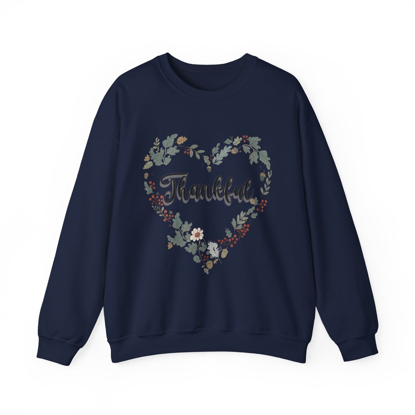 Thankful Heart Crewneck Sweatshirt, Cozy Sweatshirt, Fall Fashion, Thanksgiving Gift, Unisex Pullover, Floral Design