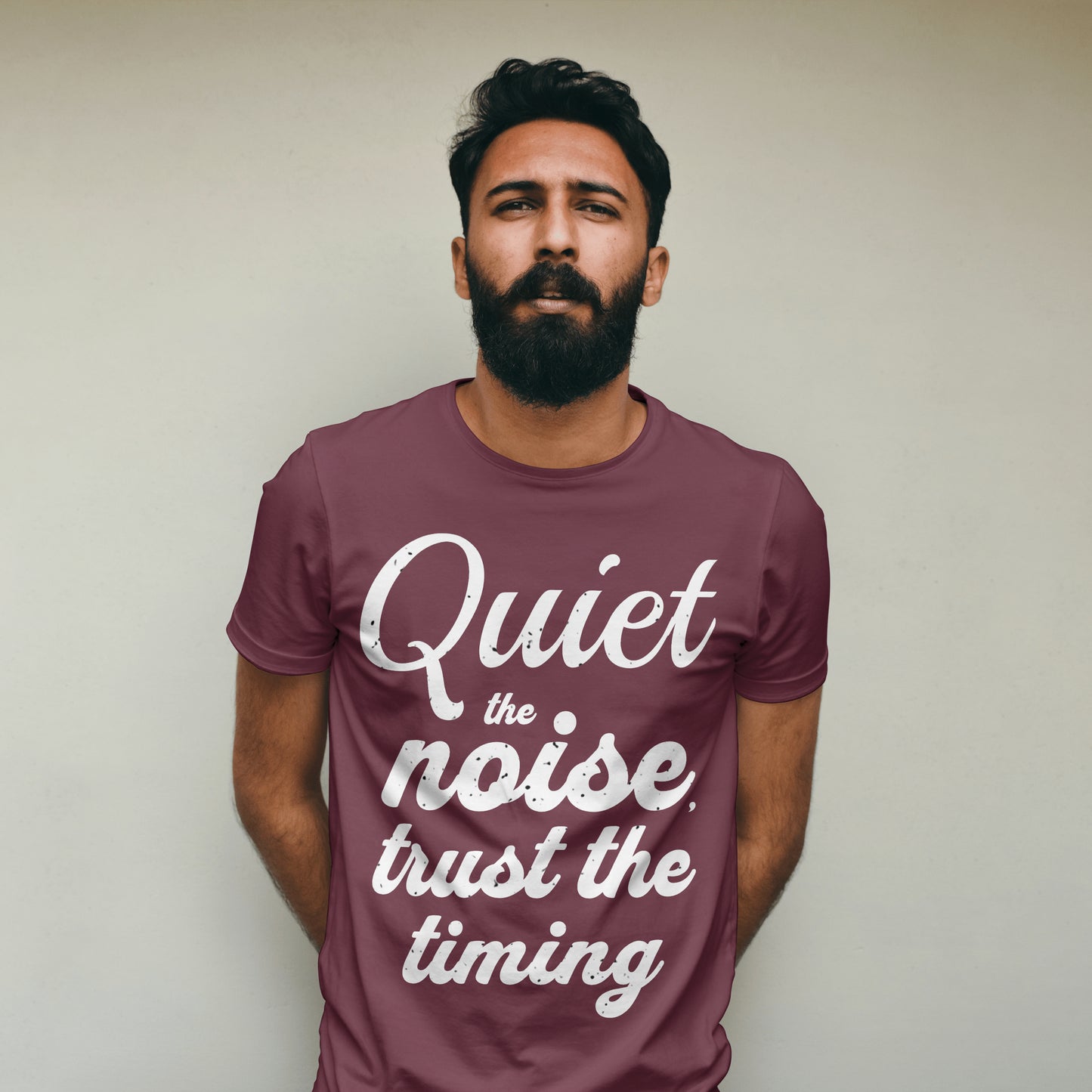 Motivational Quote Unisex T-Shirt - Quiet the Noise, Trust the Timing