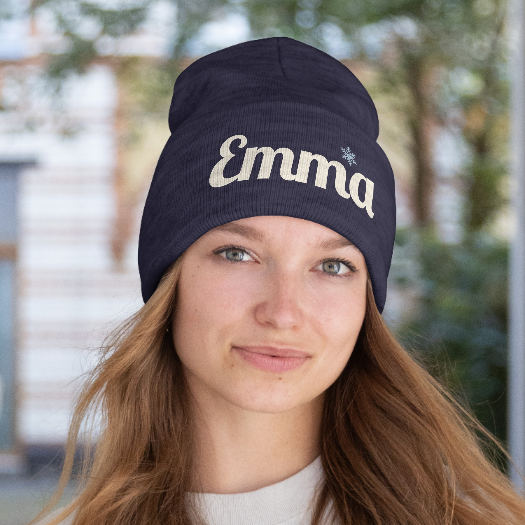 Personalized 'Emma' Embroidered Cuffed Beanie