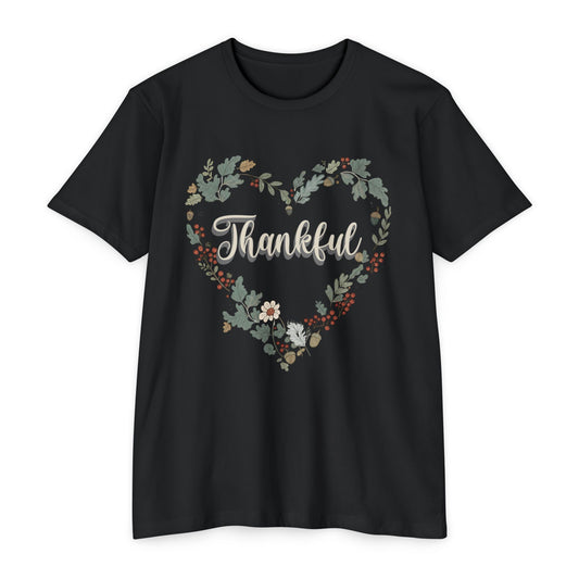 Thankful Floral Heart T-Shirt, Cute Gift for Mom, Mother's Day Tee, Cozy Casual Wear, Heartfelt Gift, woman Vintage Style Shirt