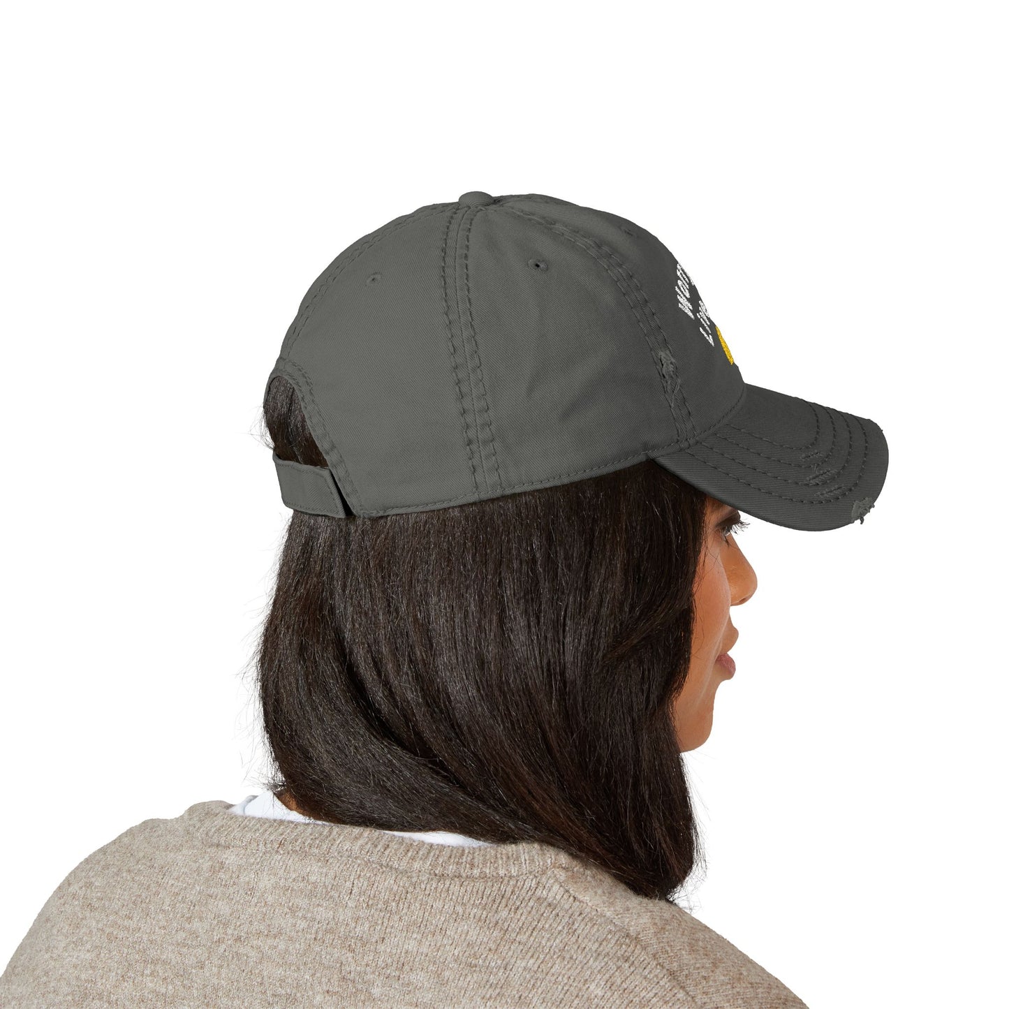 Distressed Dad Hat with Worry Less Live More Embroidery, Casual Sun Hat, Gift for Dads, Relaxed Fit Cap, Everyday Accessory