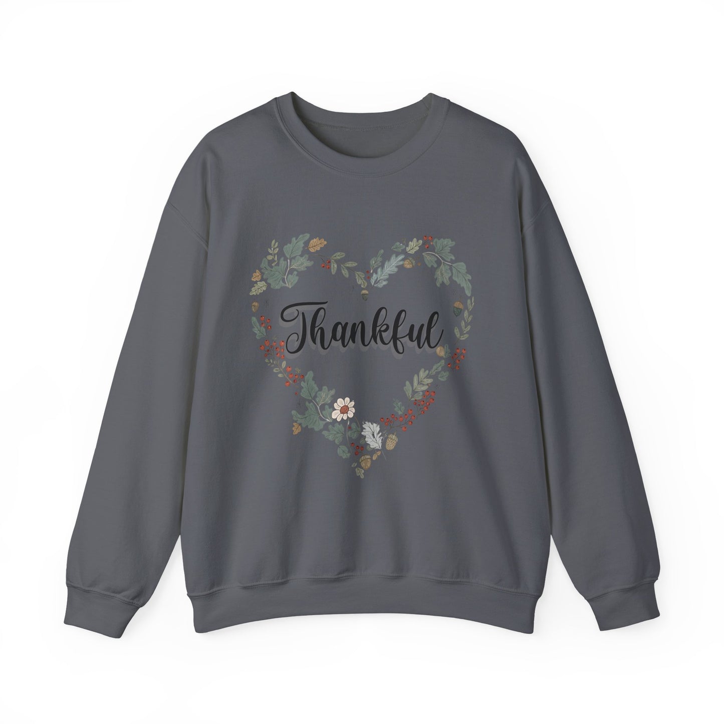 Thankful Heart Crewneck Sweatshirt, Cozy Sweatshirt, Fall Fashion, Thanksgiving Gift, Unisex Pullover, Floral Design