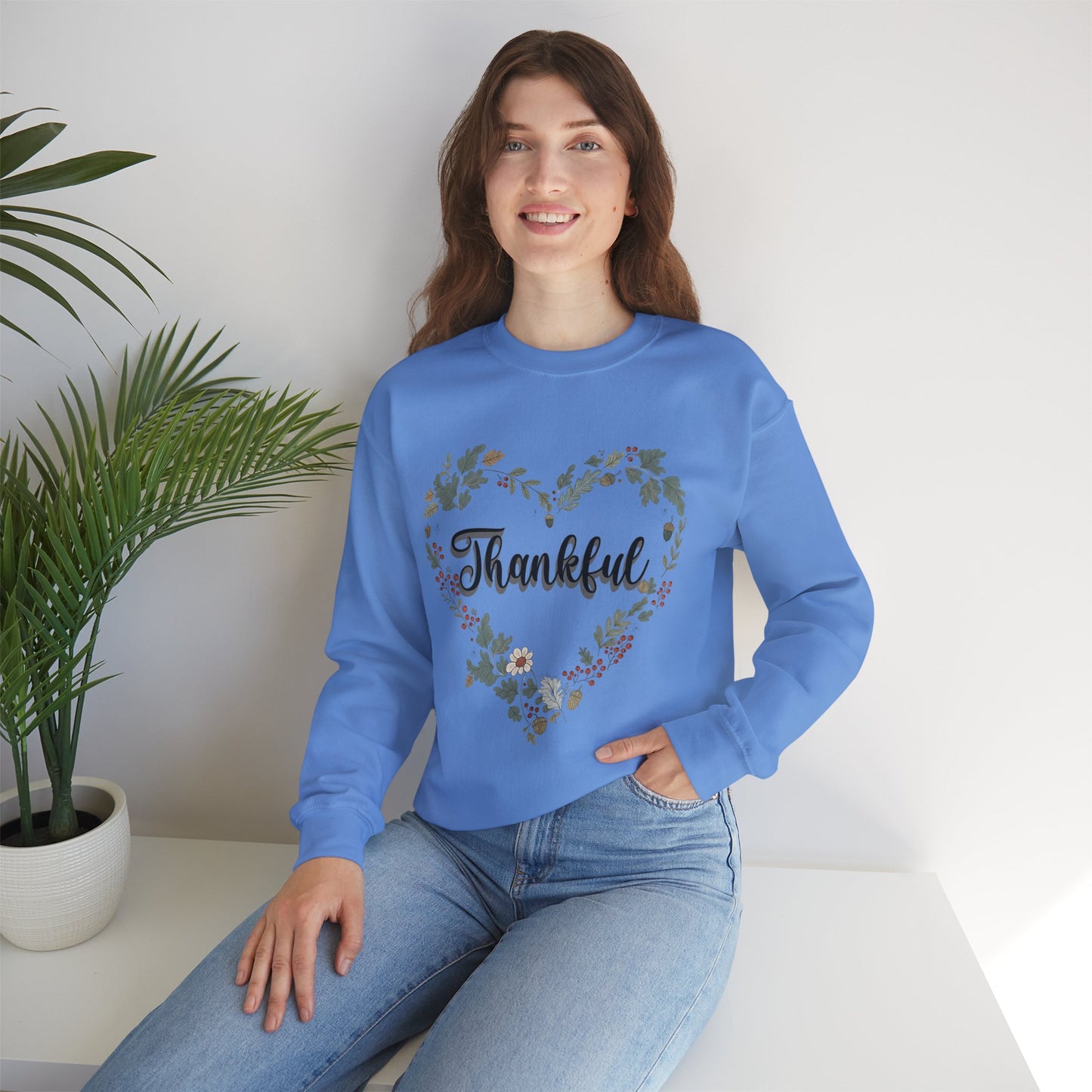 Thankful Heart Crewneck Sweatshirt, Cozy Sweatshirt, Fall Fashion, Thanksgiving Gift, Unisex Pullover, Floral Design