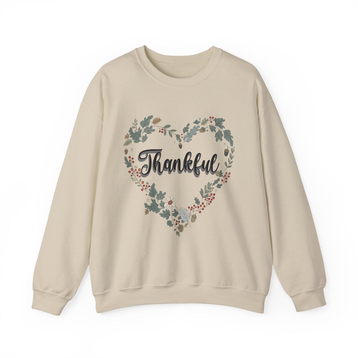 Thankful Heart Crewneck Sweatshirt, Cozy Sweatshirt, Fall Fashion, Thanksgiving Gift, Unisex Pullover, Floral Design
