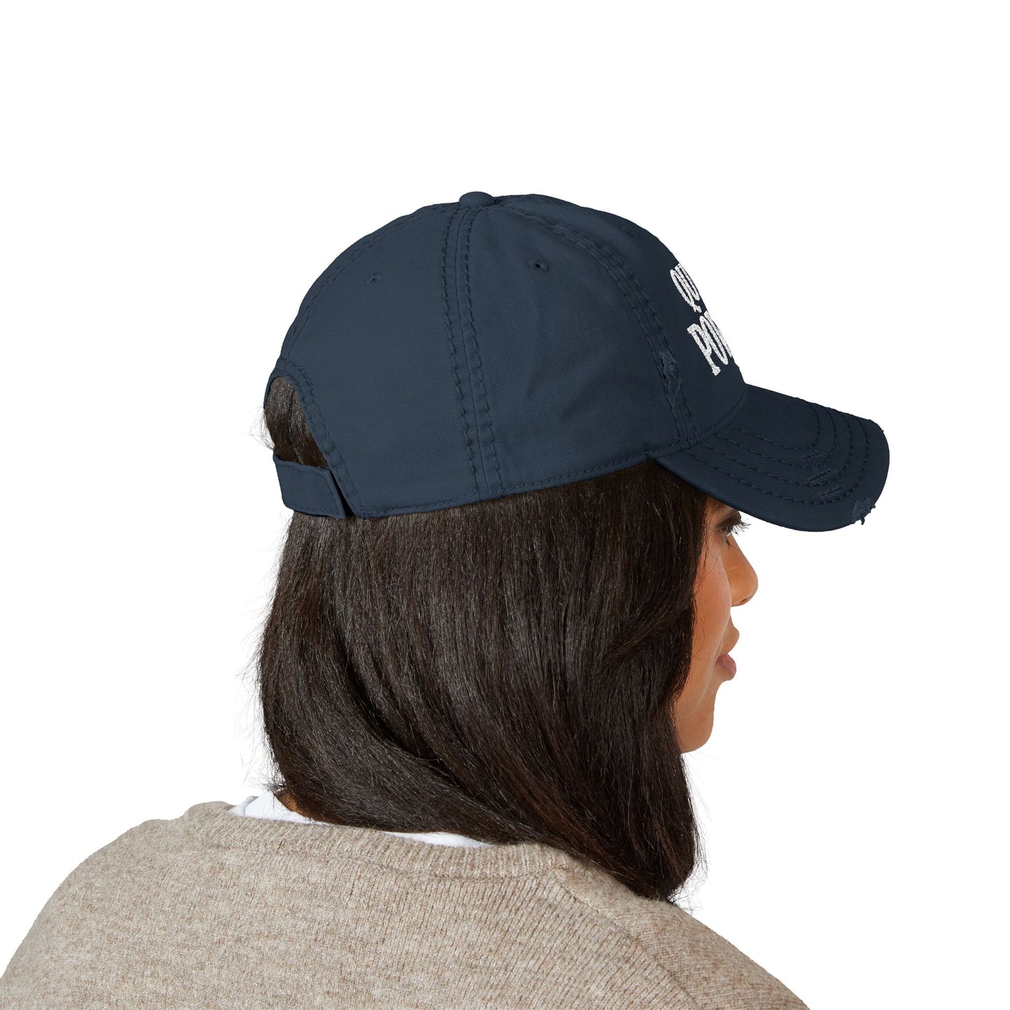 Quiet Power Distressed Dad Hat — Embroidered Baseball Cap