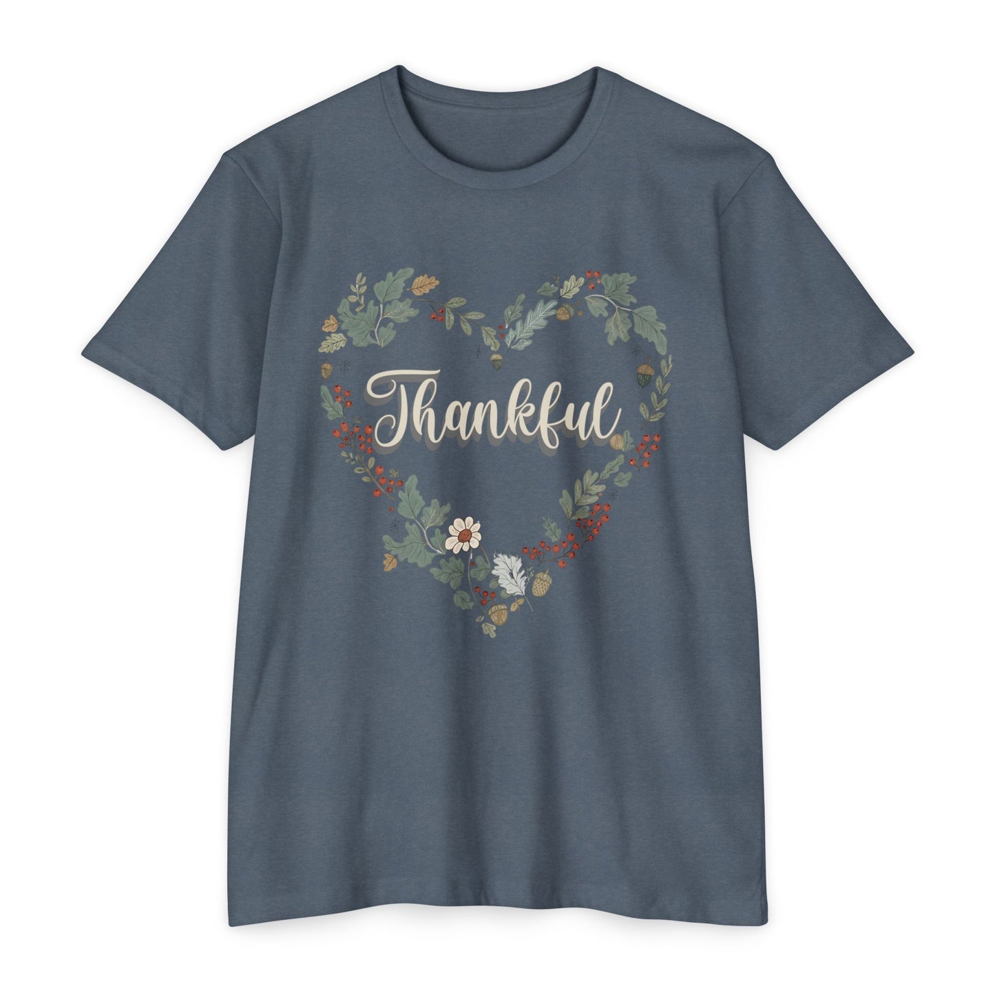 Thankful Floral Heart T-Shirt, Cute Gift for Mom, Mother's Day Tee, Cozy Casual Wear, Heartfelt Gift, woman Vintage Style Shirt