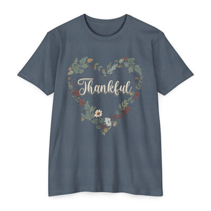 Thankful Floral Heart T-Shirt, Cute Gift for Mom, Mother's Day Tee, Cozy Casual Wear, Heartfelt Gift, woman Vintage Style Shirt