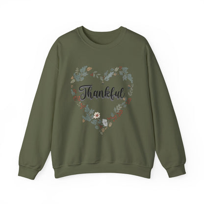 Thankful Heart Crewneck Sweatshirt, Cozy Sweatshirt, Fall Fashion, Thanksgiving Gift, Unisex Pullover, Floral Design