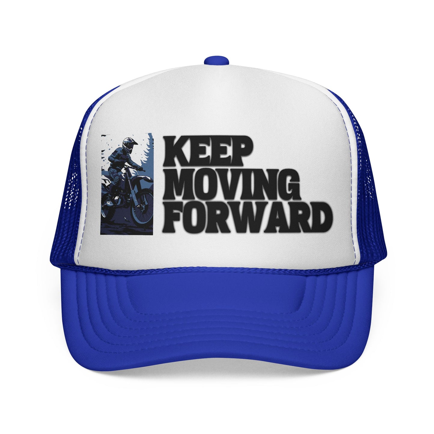 Keep Moving Forward Trucker Cap — Motivational Motorcycle Mesh Hat