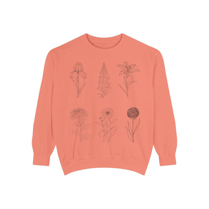Minimal Botanical Floral Crewneck Sweatshirt