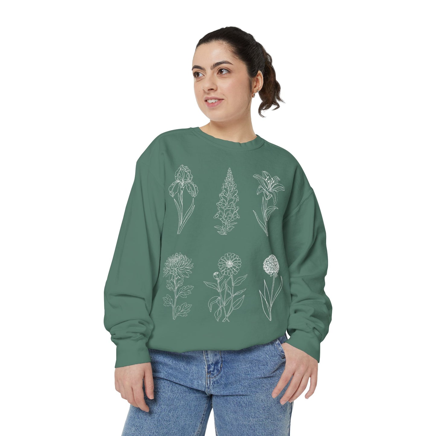 Botanical Sketch Floral Line Art Crewneck