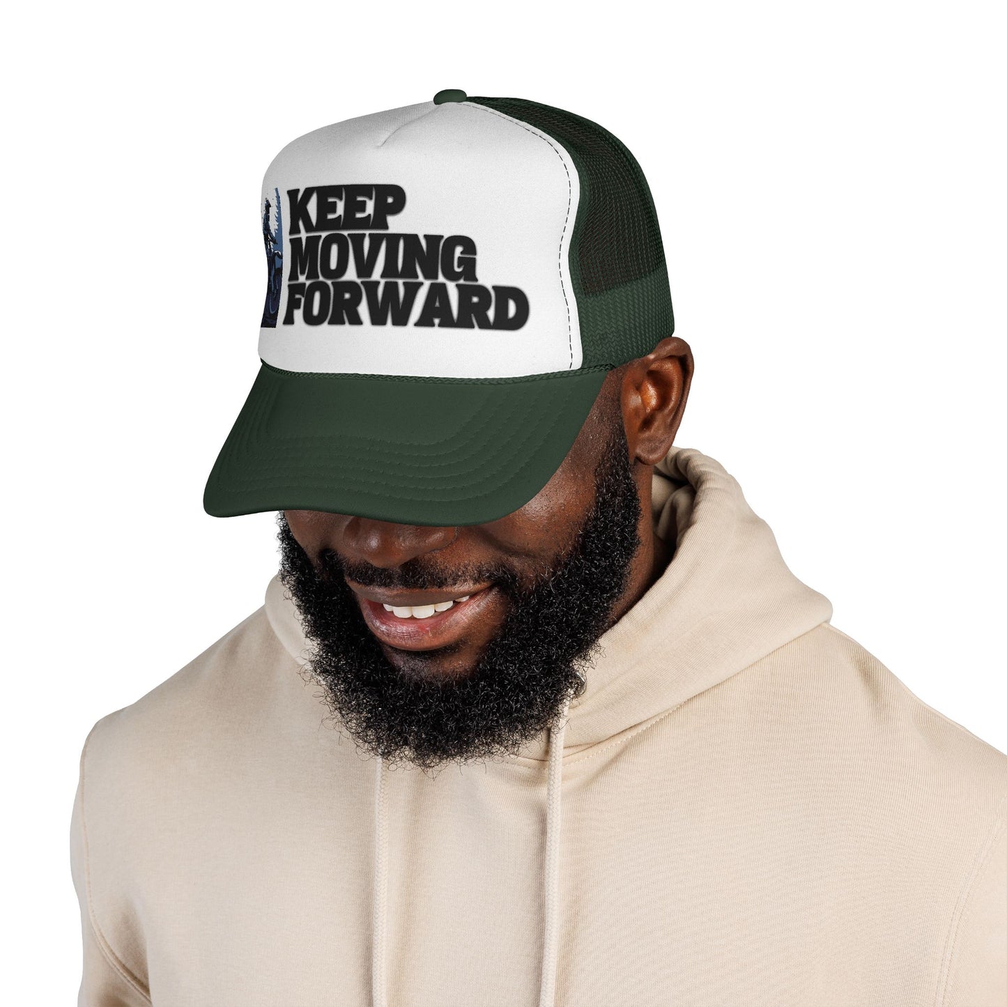 Keep Moving Forward Trucker Cap — Motivational Motorcycle Mesh Hat