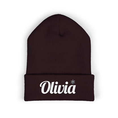 Personalized 'Olivia' Embroidered Cuffed Beanie