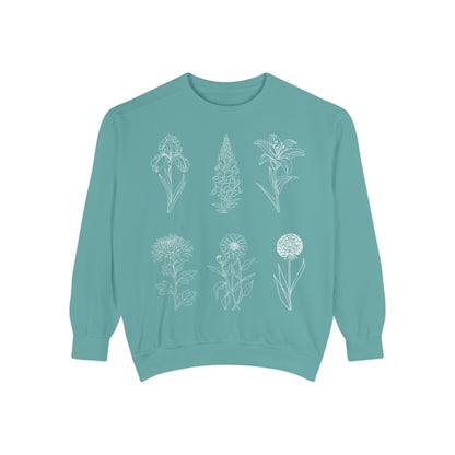 Botanical Sketch Floral Line Art Crewneck