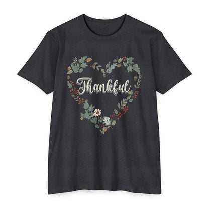 Thankful Floral Heart T-Shirt, Cute Gift for Mom, Mother's Day Tee, Cozy Casual Wear, Heartfelt Gift, woman Vintage Style Shirt