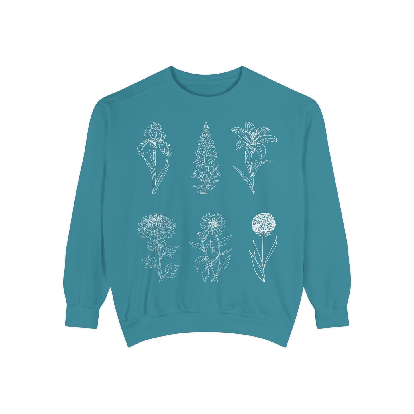 Botanical Sketch Floral Line Art Crewneck