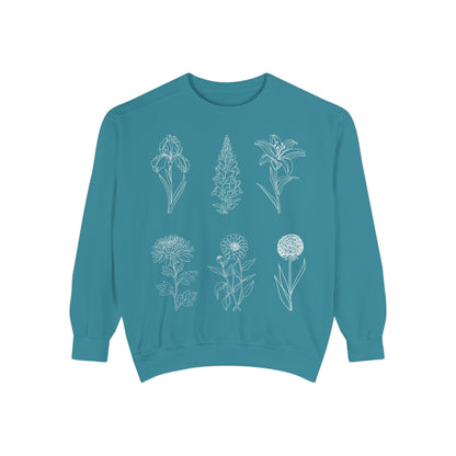 Botanical Sketch Floral Line Art Crewneck