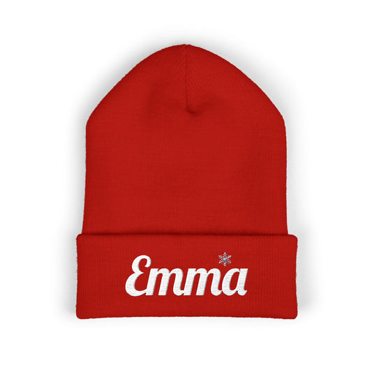 Personalized 'Emma' Embroidered Cuffed Beanie