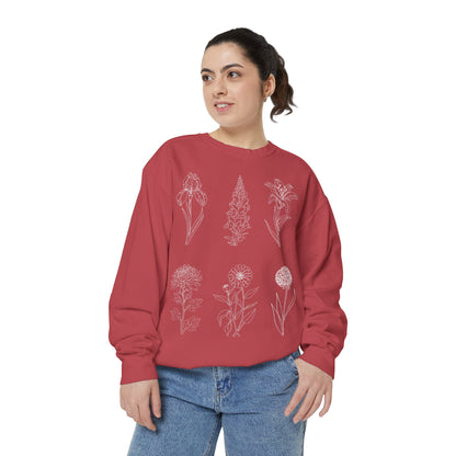 Botanical Sketch Floral Line Art Crewneck