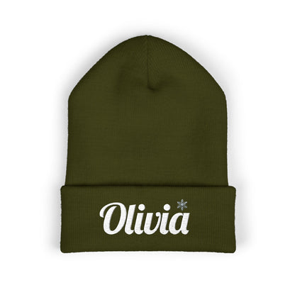 Personalized 'Olivia' Embroidered Cuffed Beanie