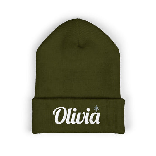 Personalized 'Olivia' Embroidered Cuffed Beanie