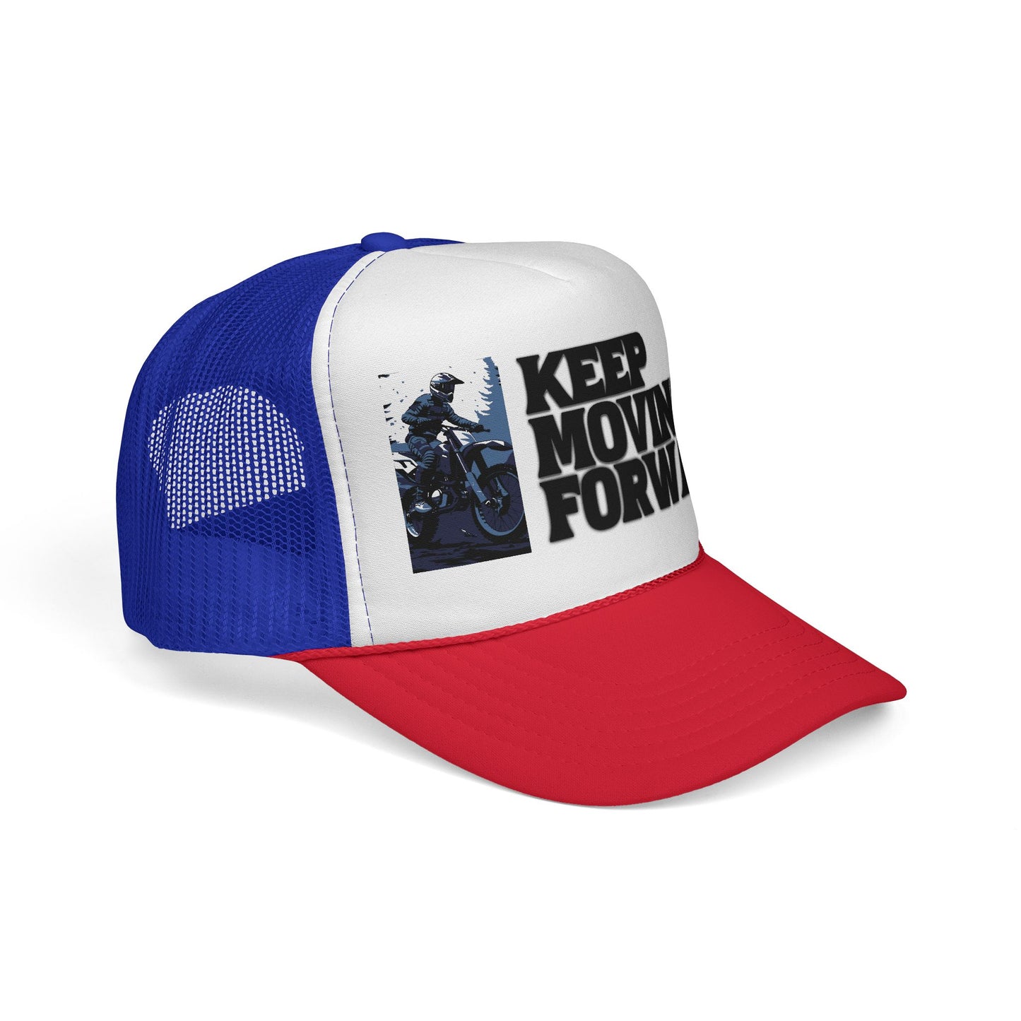 Keep Moving Forward Trucker Cap — Motivational Motorcycle Mesh Hat