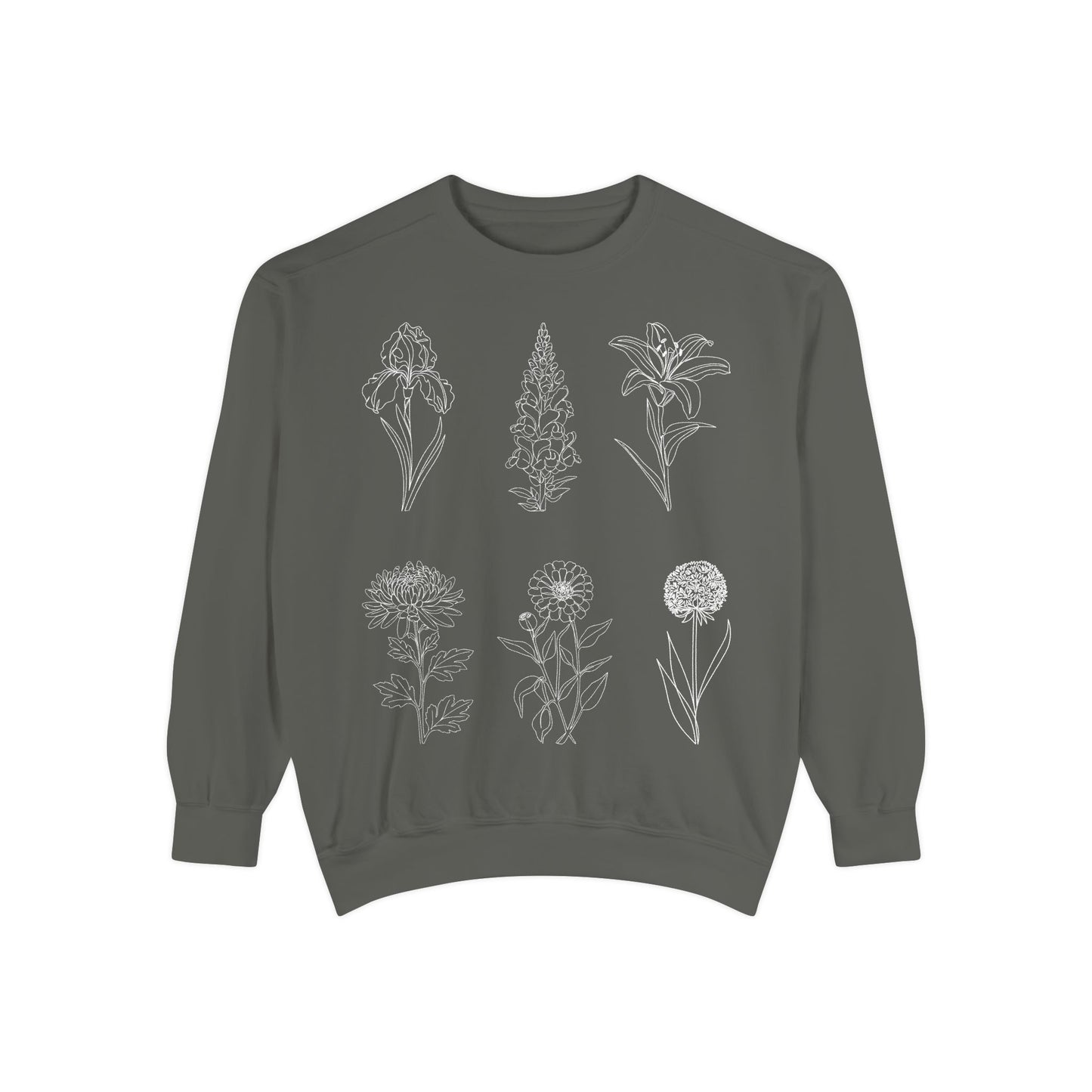 Botanical Sketch Floral Line Art Crewneck