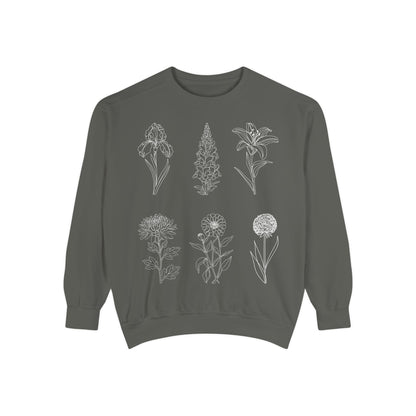 Botanical Sketch Floral Line Art Crewneck