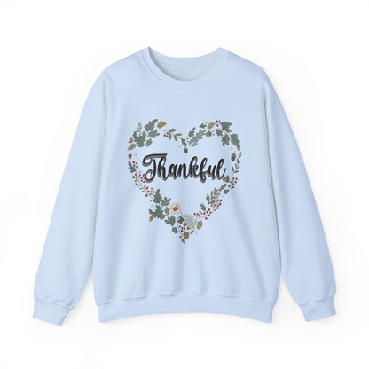 Thankful Heart Crewneck Sweatshirt, Cozy Sweatshirt, Fall Fashion, Thanksgiving Gift, Unisex Pullover, Floral Design