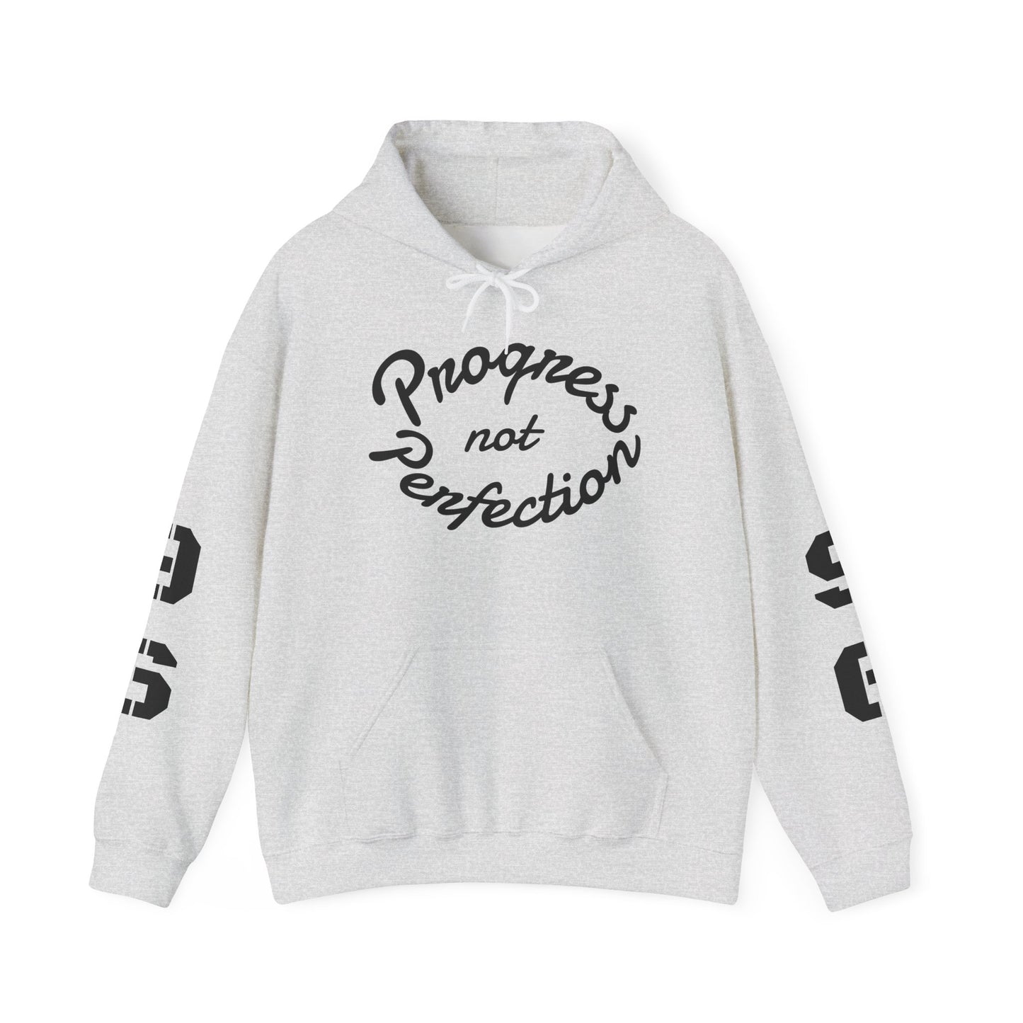 Hooded Sweatshirt with Quote 'Progress, not Perfection'