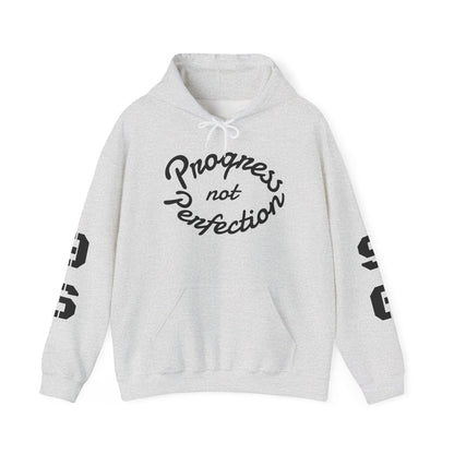 Hooded Sweatshirt with Quote 'Progress, not Perfection'