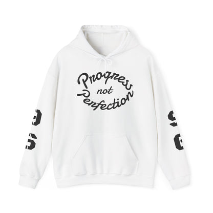 Hooded Sweatshirt with Quote 'Progress, not Perfection'