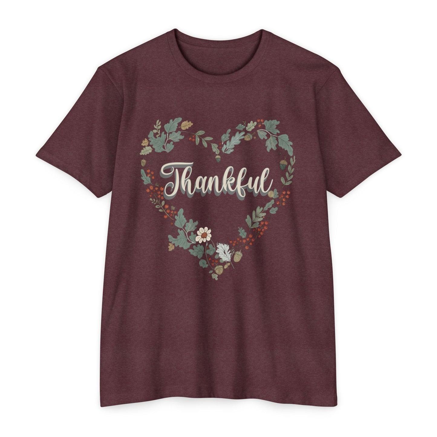 Thankful Floral Heart T-Shirt, Cute Gift for Mom, Mother's Day Tee, Cozy Casual Wear, Heartfelt Gift, woman Vintage Style Shirt