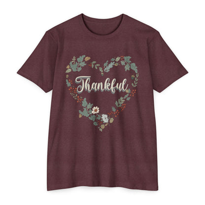 Thankful Floral Heart T-Shirt, Cute Gift for Mom, Mother's Day Tee, Cozy Casual Wear, Heartfelt Gift, woman Vintage Style Shirt
