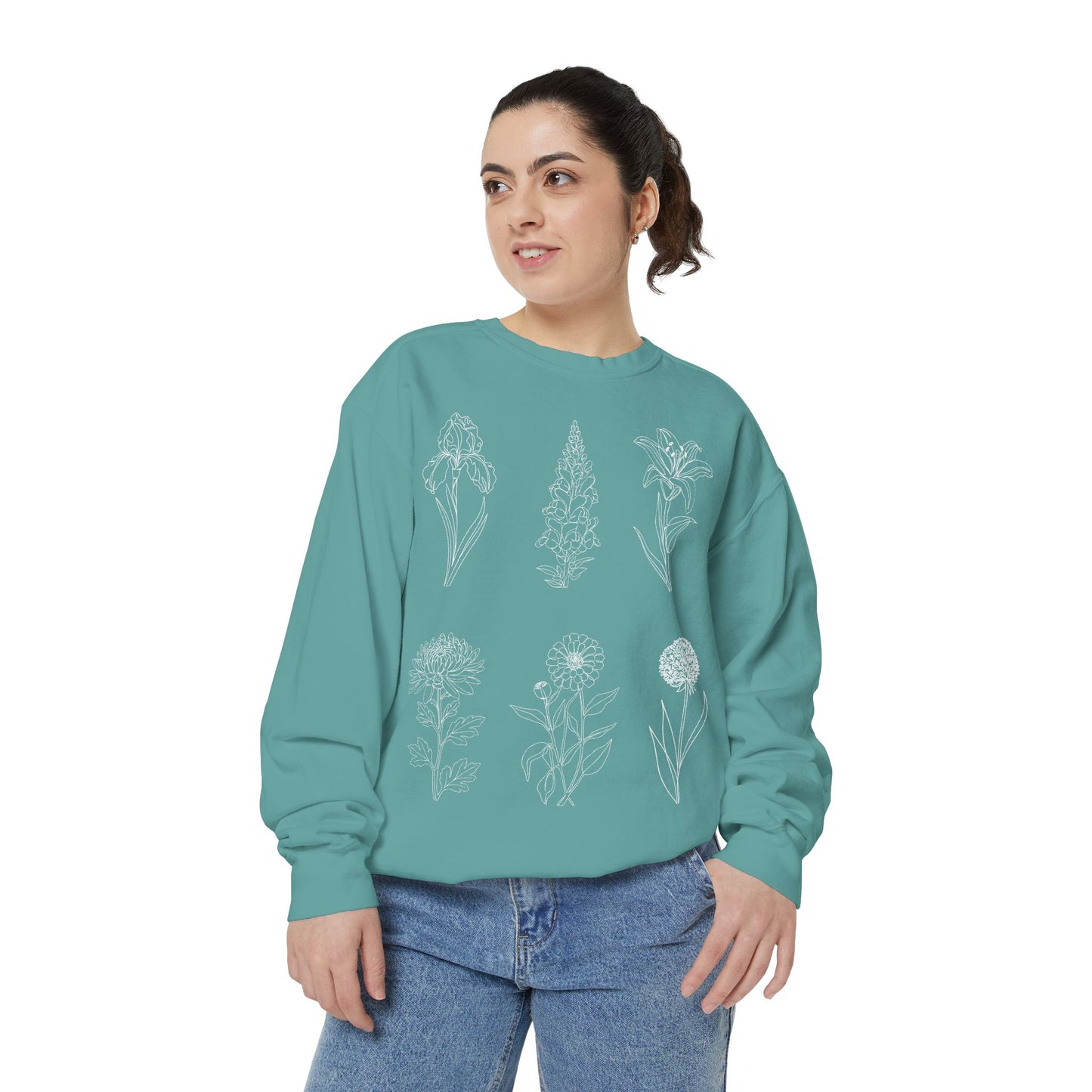Botanical Sketch Floral Line Art Crewneck