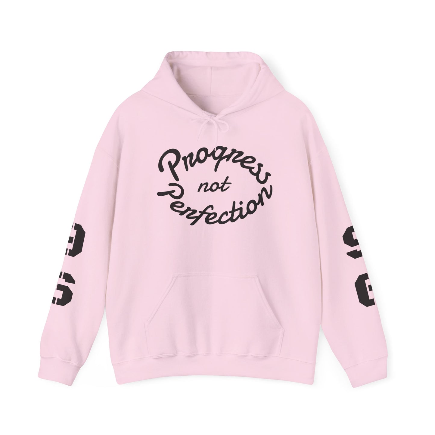Hooded Sweatshirt with Quote 'Progress, not Perfection'