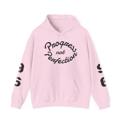 Hooded Sweatshirt with Quote 'Progress, not Perfection'
