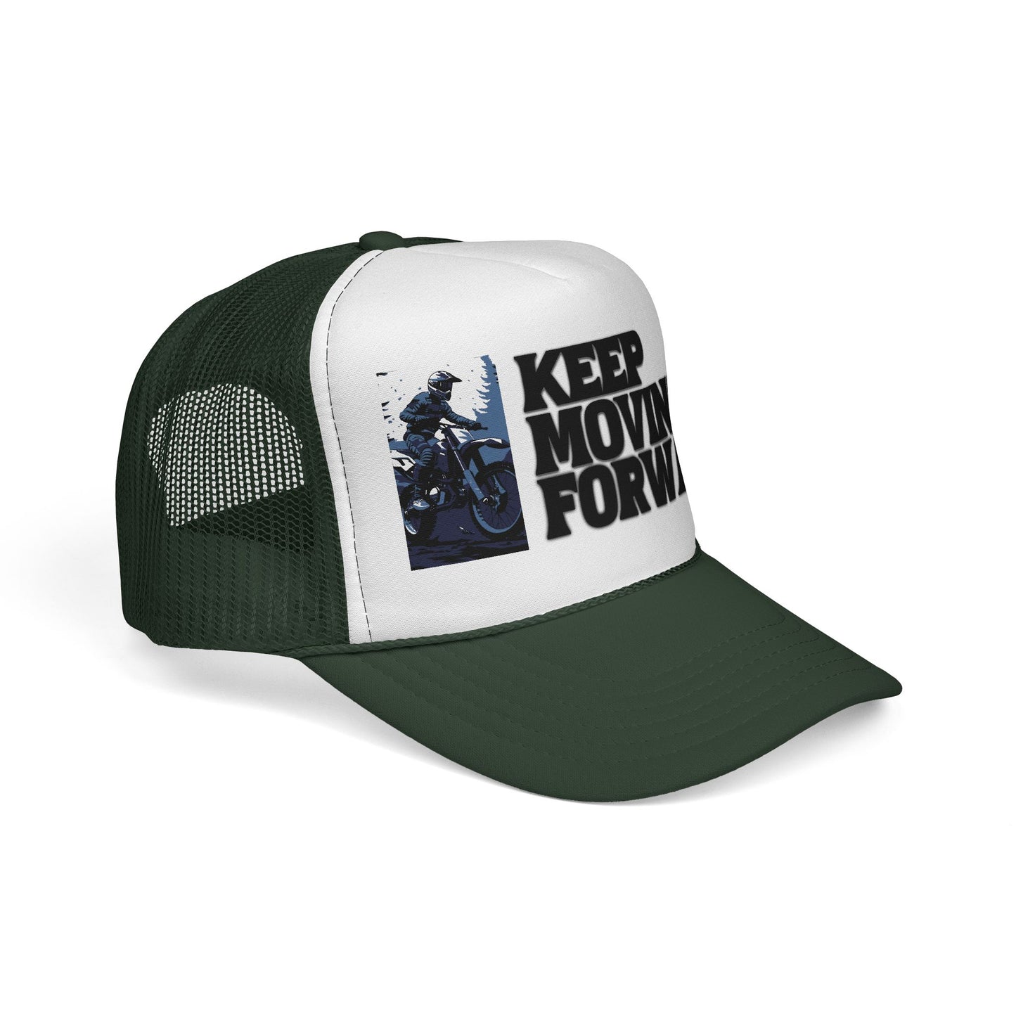 Keep Moving Forward Trucker Cap — Motivational Motorcycle Mesh Hat