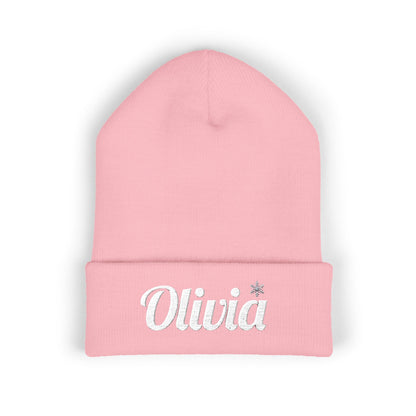 Personalized 'Olivia' Embroidered Cuffed Beanie