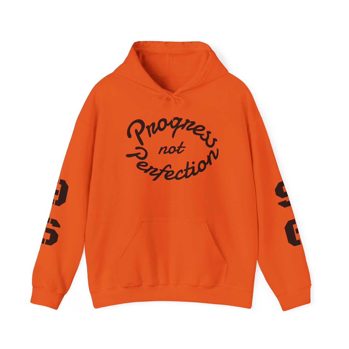 Hooded Sweatshirt with Quote 'Progress, not Perfection'
