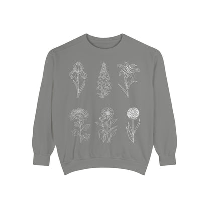 Botanical Sketch Floral Line Art Crewneck