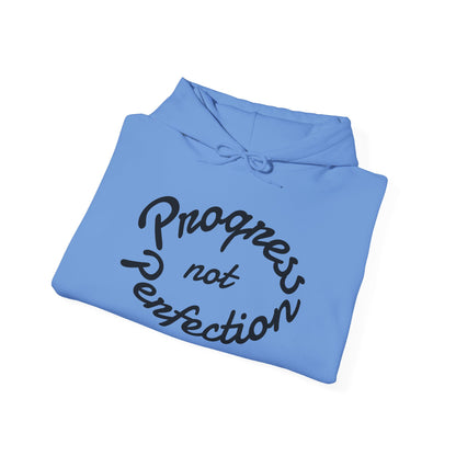 Hooded Sweatshirt with Quote 'Progress, not Perfection'