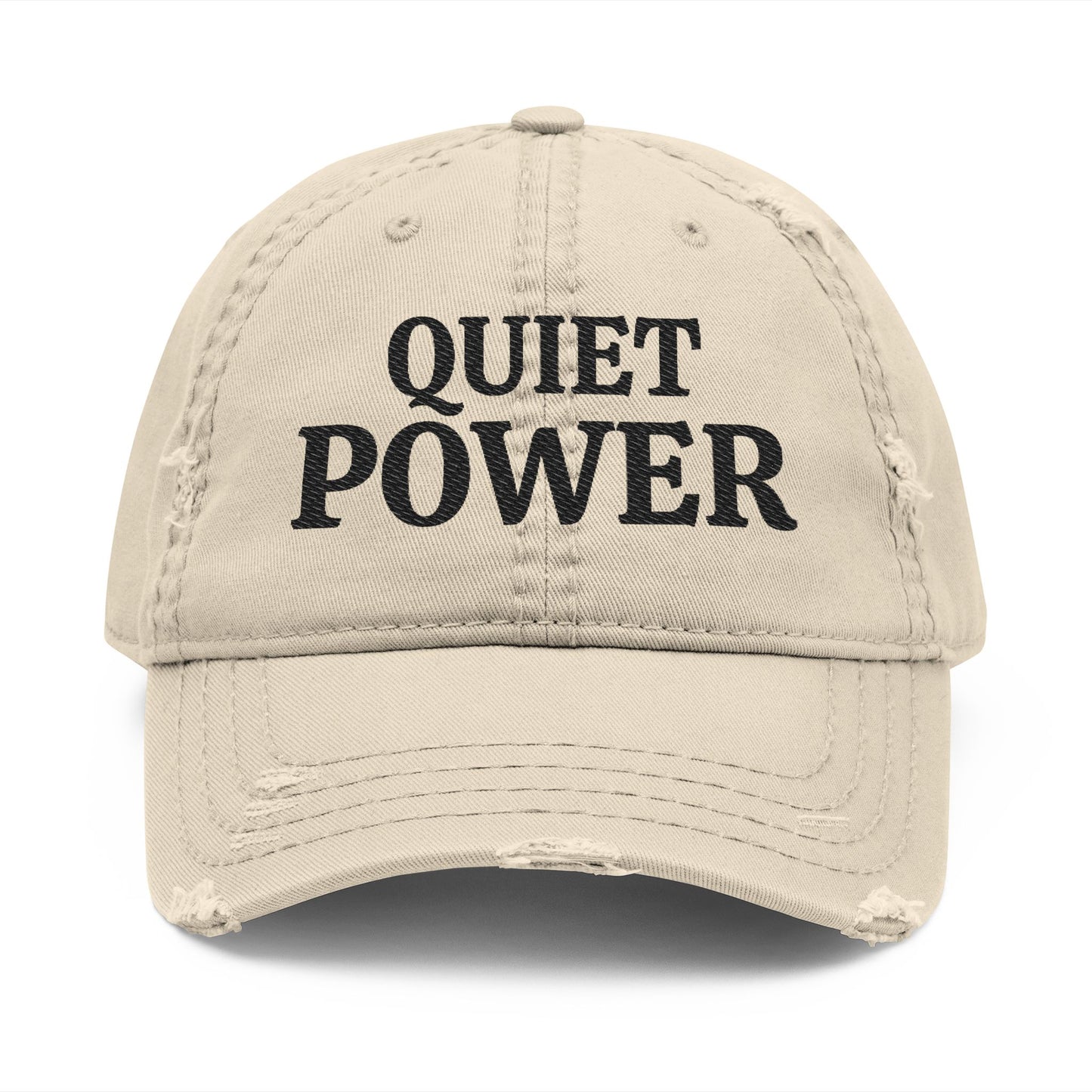 Quiet Power Dad Hat | Distressed Embroidered Baseball Cap